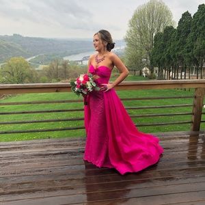 Tarik Ediz magenta gown